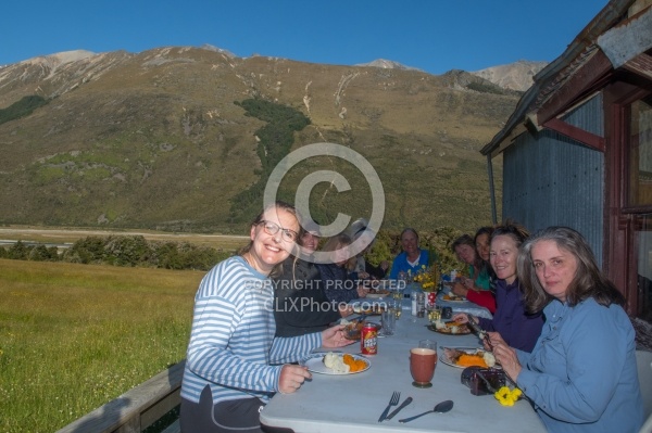 Dinner on the Deck at Boundary Hut, Wild Womens Expeditions with Adventure Horse Trekking New Zealand