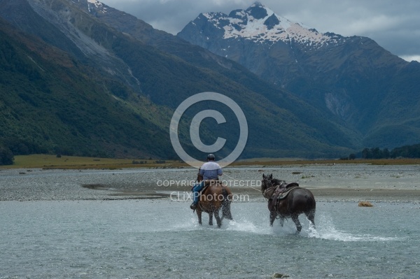 A River Crossing on the Day Ride From Boundary Hut, Wild Womens Expeditions with Adventure Horse Trekking New Zealand