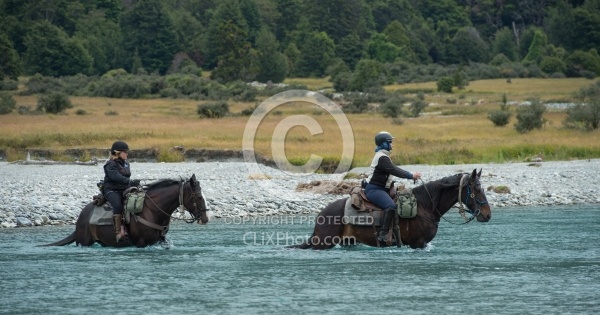 HeatA River Crossing on the Day Ride From Boundary Hut, Wild Womens Expeditions with Adventure Horse Trekking New Zealand