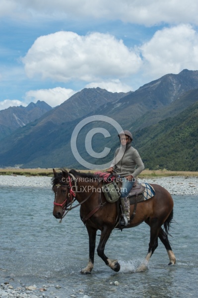 Megan on the Day Ride From Boundary Hut, Wild Womens Expeditions with Adventure Horse Trekking New Zealand