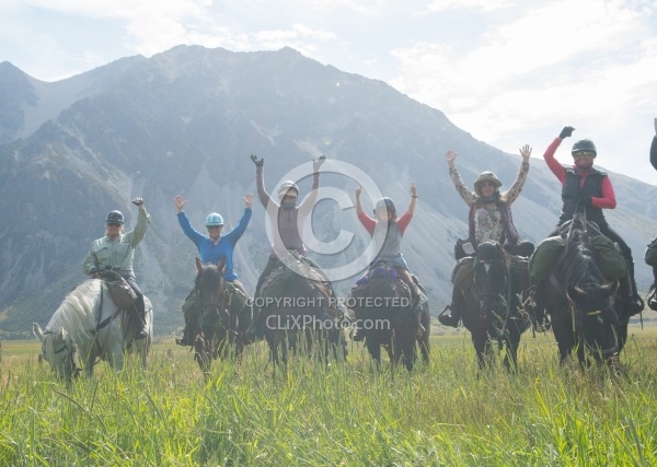 Riding in Ahuriri Conservations Area with Wild Women Expeditions and Adventure Horse Trekking New Zealand