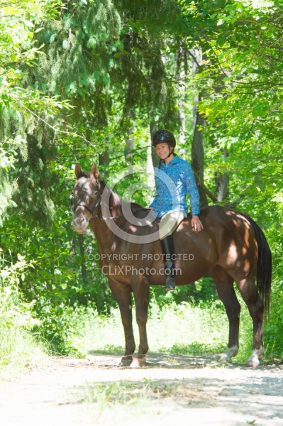 Young Girl Trail Riding Bareback