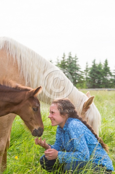 Girl with Mare and Foal
