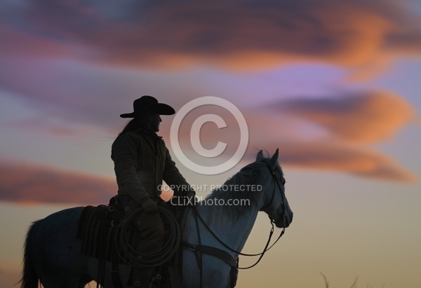 Cowgirl at Sunset
