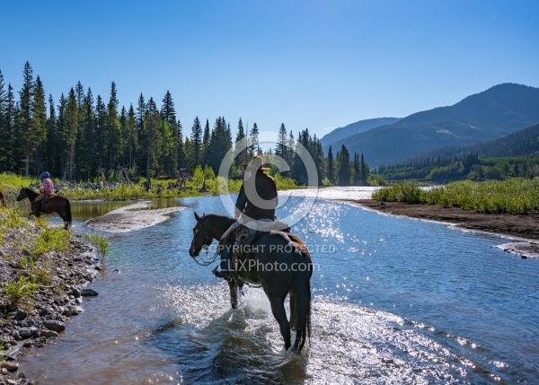 River Crossing on Lost Trail Ride Anchor D Outfitting