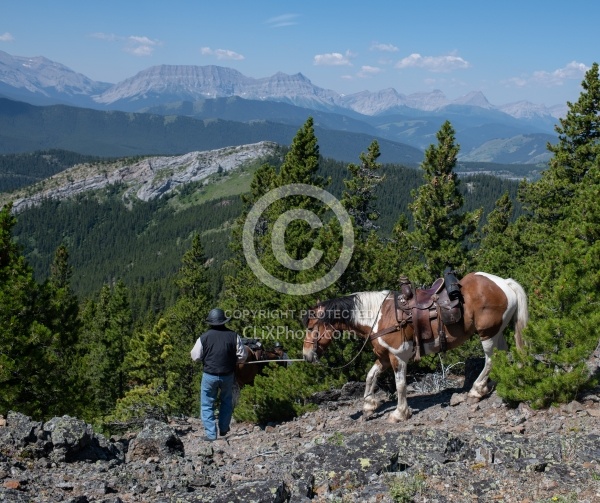 Leading Horses Downhill - Lost Trail Ride - Anchor D