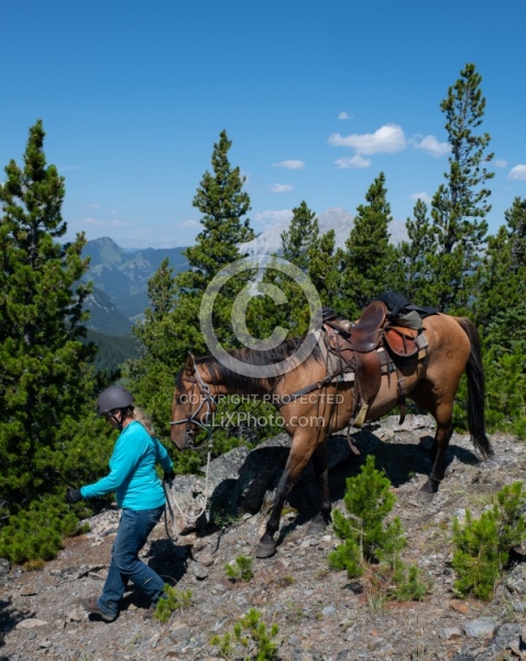 Leading Horses Downhill - Lost Trail Ride - Anchor D