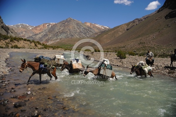 River Crossing on the Crossing of the Andes Ride