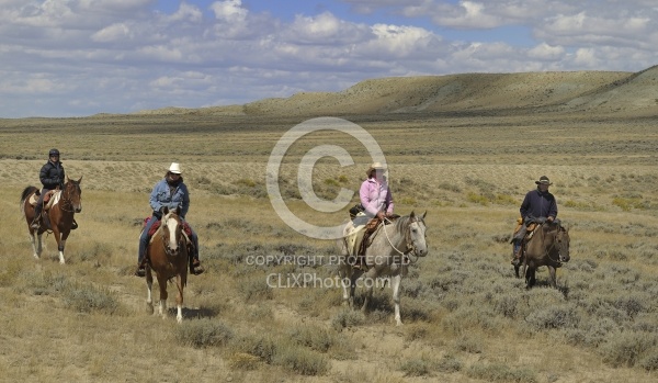 Riding in Wyoming with blue Sky Sage Adventures