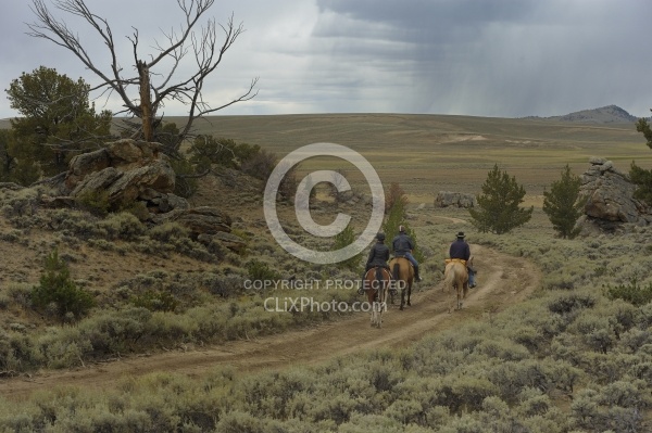 Riding in Wyoming with blue Sky Sage Adventures