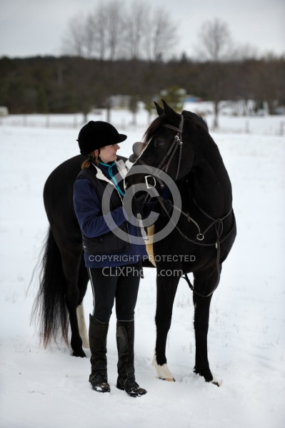 Winter Horse and Human Bond
