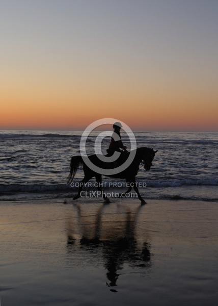 Riding on the beach at Sunset at Ricochet Ridge Ranch