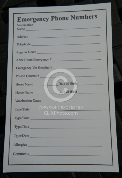 First Aid Kit Emergency Numbers info