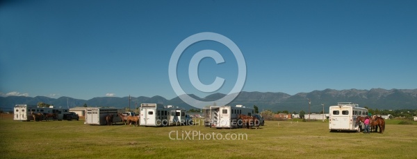 Horses at Trailer at Show