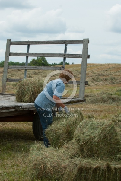Loading Hay onto Wagon