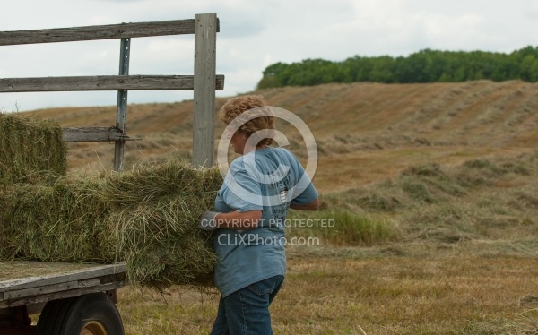 Loading Hay onto Wagon