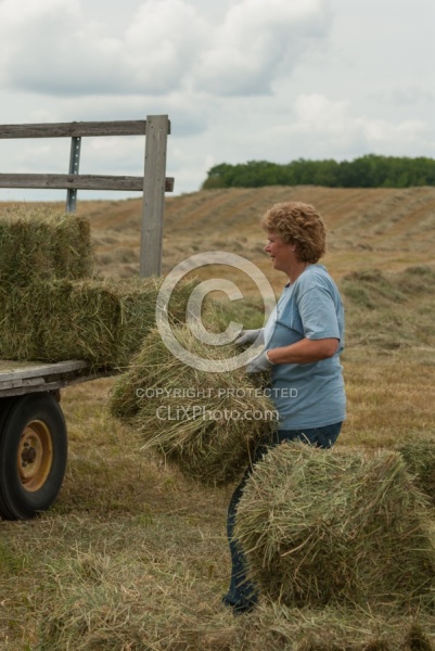 Loading Hay onto Wagon