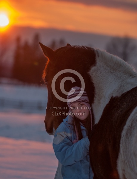 Kids with Horses in Winter
