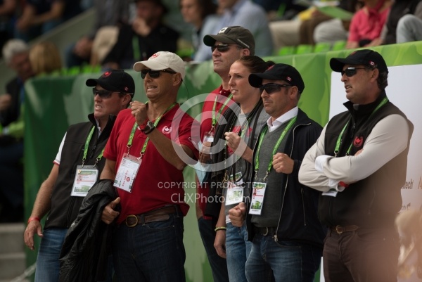 Tiffany Foster and Verdi III WEG 2014 Normandy, France Canadian  team watching Tiffany Foster WEG 2014