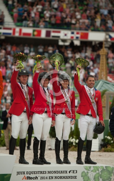 U.S. Show Jumping Team Bronze Medal winners WEG 2014 Normandy, F US Team Bronze Medal